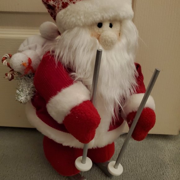 New Fabric Skating Santa, 12" x 7 1/2", in original box, no tags - Picture 3 of 3